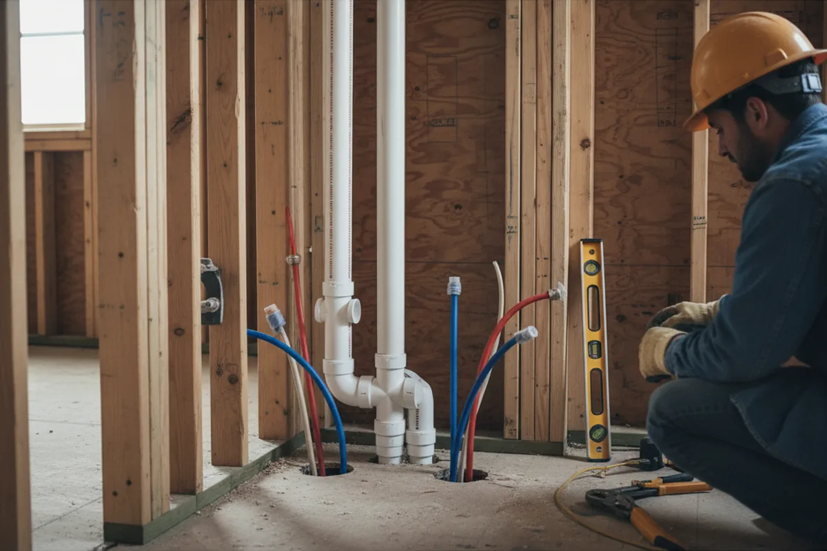 Drain and supply rough-in during Leak Detection in Spindale