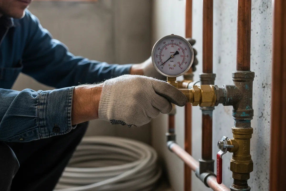 Pressure testing a repaired line during Water Line Repair in Spindale